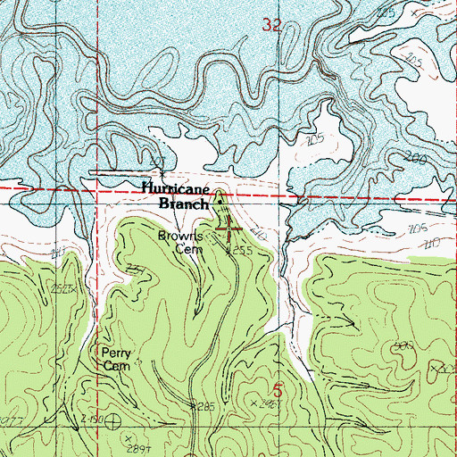 Topographic Map of Browns Cemetery, MS