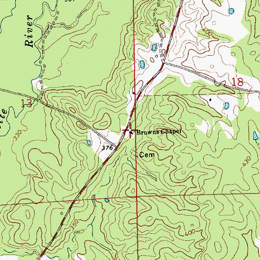 Topographic Map of Browns Chapel, MS