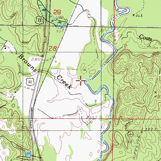 Topographic Map of Browns Creek, MS