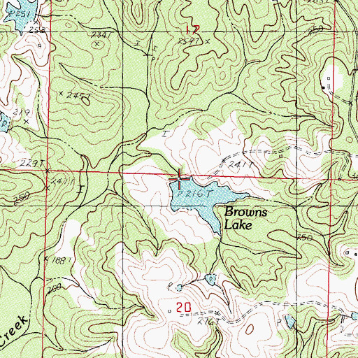 Topographic Map of Browns Lake, MS