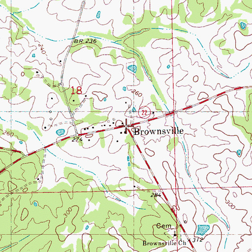 Topographic Map of Brownsville, MS