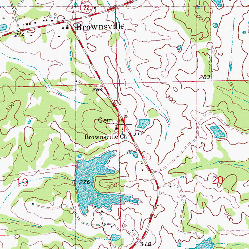 Topographic Map of Brownsville Church, MS