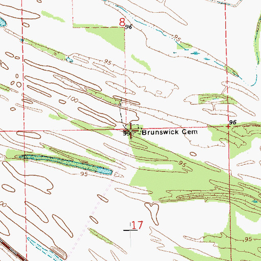 Topographic Map of Brunswick Cemetery, MS