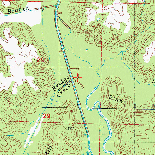 Topographic Map of Brush Creek, MS