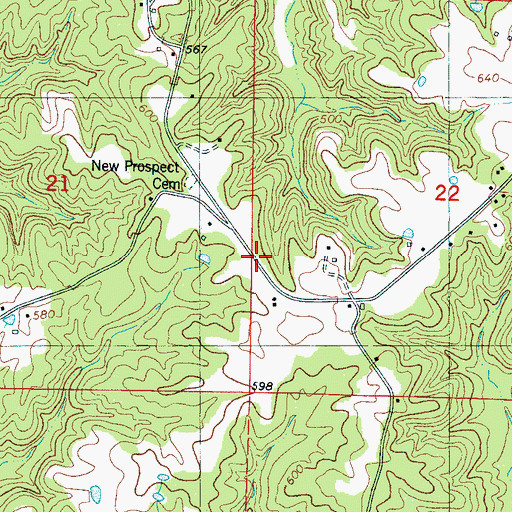 Topographic Map of Brush School, MS