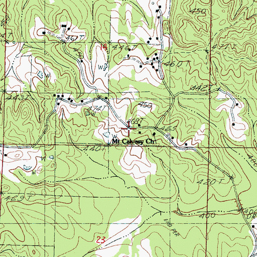 Topographic Map of Brusha School, MS