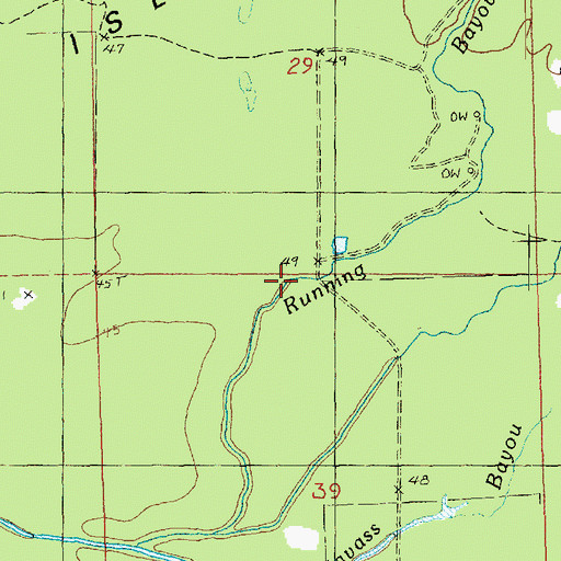 Topographic Map of Brushy Bayou, MS