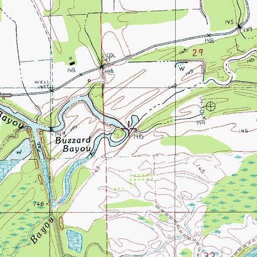 Topographic Map of Brushy Bayou, MS