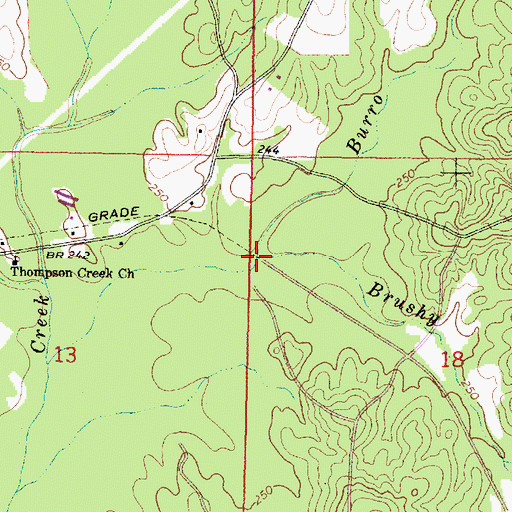 Topographic Map of Brushy Branch, MS