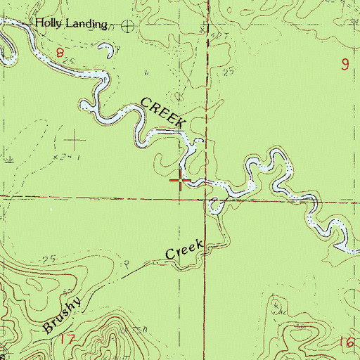 Topographic Map of Brushy Creek, MS
