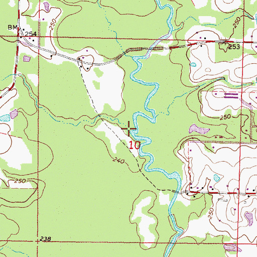 Topographic Map of Brushy Creek, MS