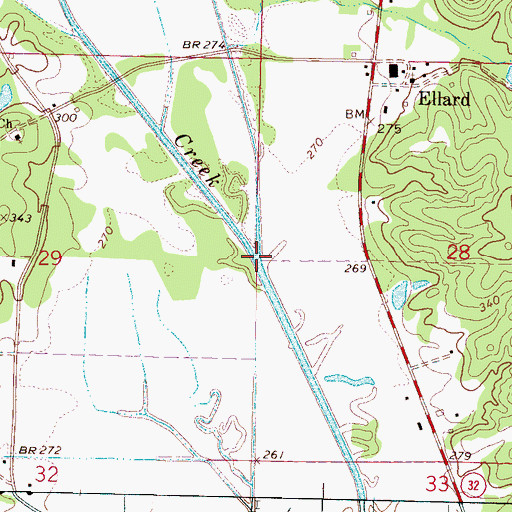 Topographic Map of Brushy Creek, MS