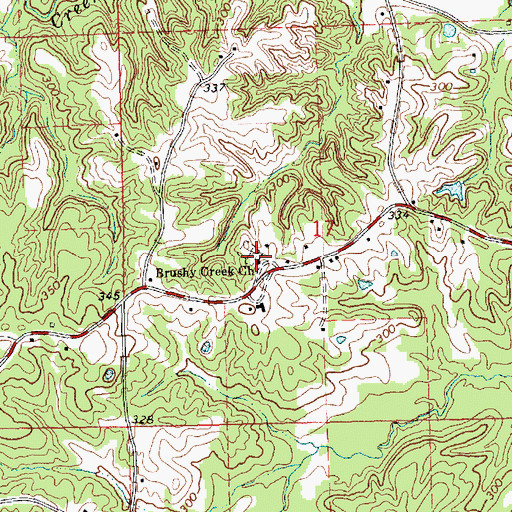 Topographic Map of Brushy Creek Church, MS