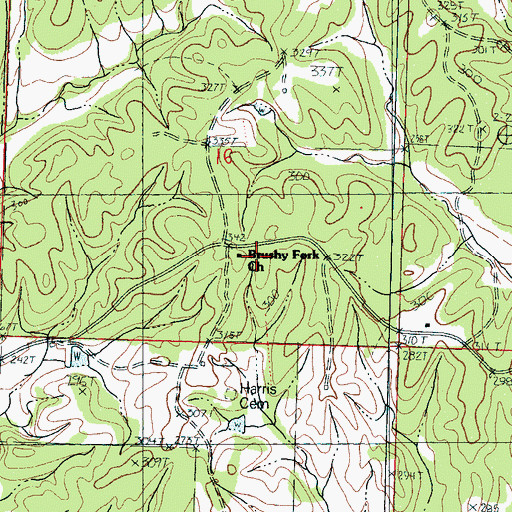 Topographic Map of Brushy Fork School, MS