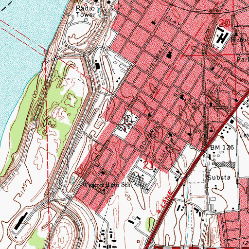 Topographic Map of Bryan Park, MS