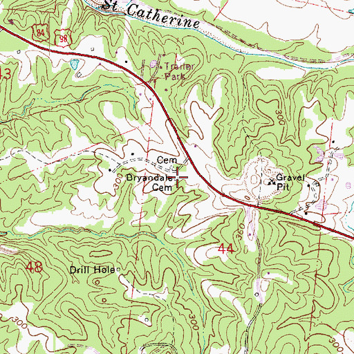 Topographic Map of Bryandale Cemetery, MS