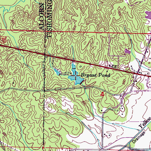 Topographic Map of Bryant Pond, MS