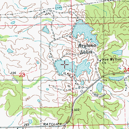 Topographic Map of Brytana Lakes, MS