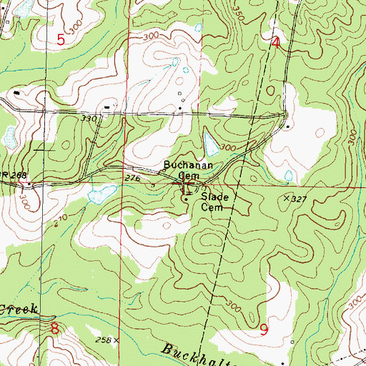 Topographic Map of Buchanan Cemetery, MS