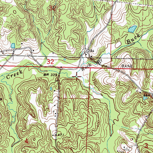 Topographic Map of Buck Branch, MS