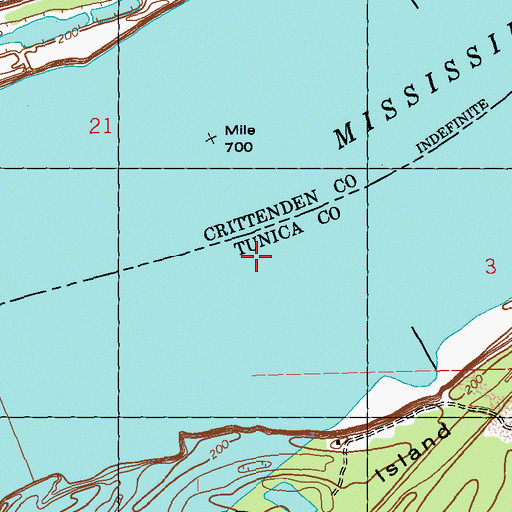 Topographic Map of Buck Island Bar, MS