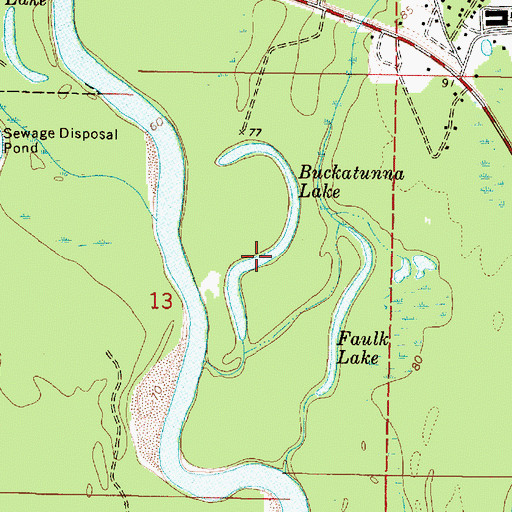 Topographic Map of Buckatunna Lake, MS