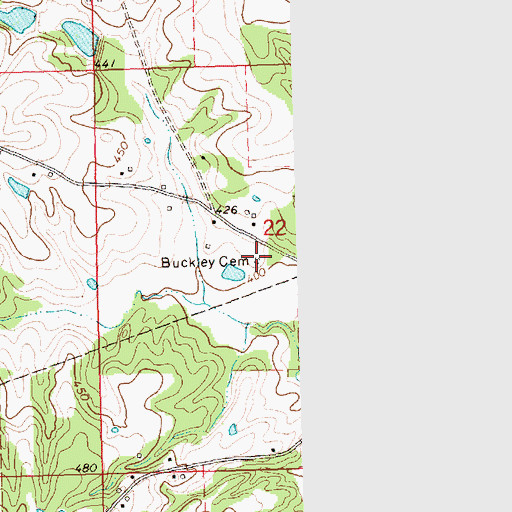 Topographic Map of Buckey Cemetery, MS