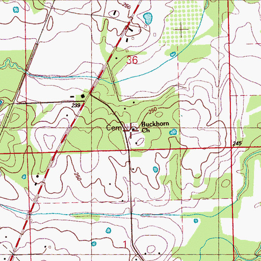 Topographic Map of Buckhorn Church, MS