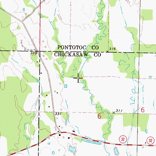 Topographic Map of Buckhorn Creek, MS