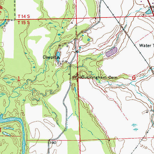 Topographic Map of Buckingham Cemetery, MS