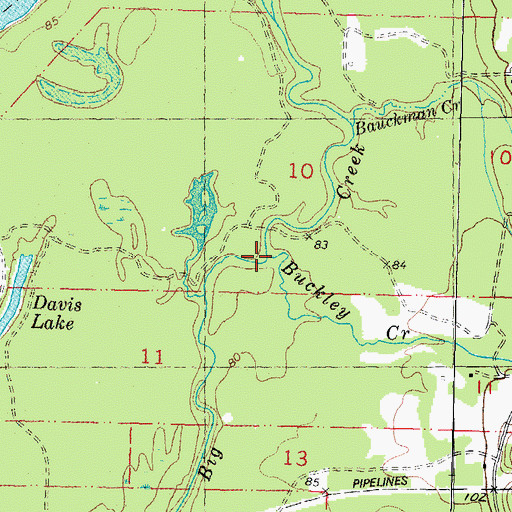 Topographic Map of Buckley Creek, MS