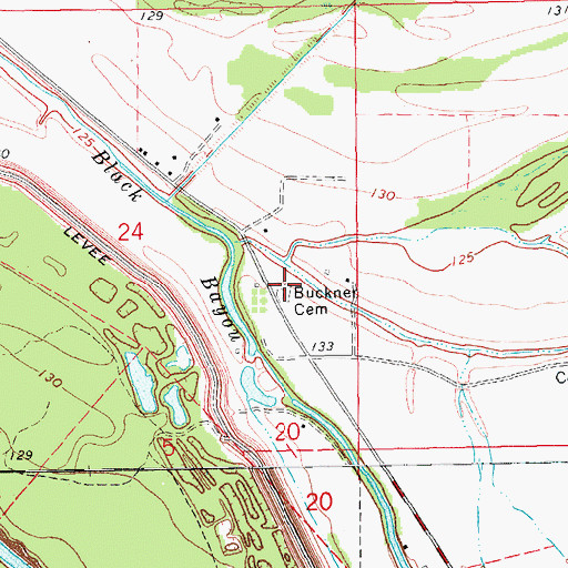 Topographic Map of Buckner Cemetery, MS