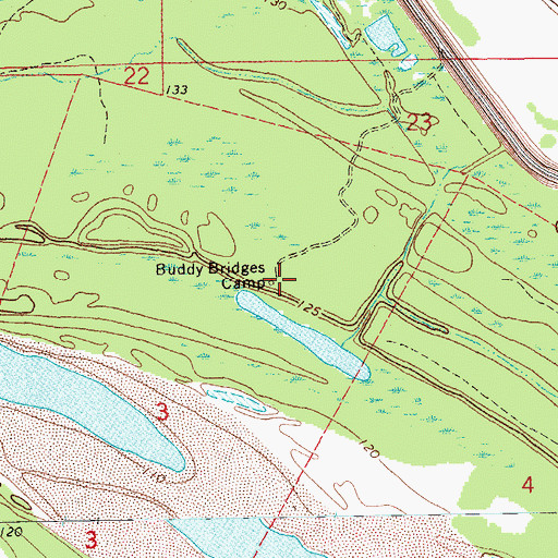 Topographic Map of Buddy Bridges Camp, MS