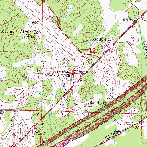 Topographic Map of Buffalo African Methodist Episcopal Church, MS