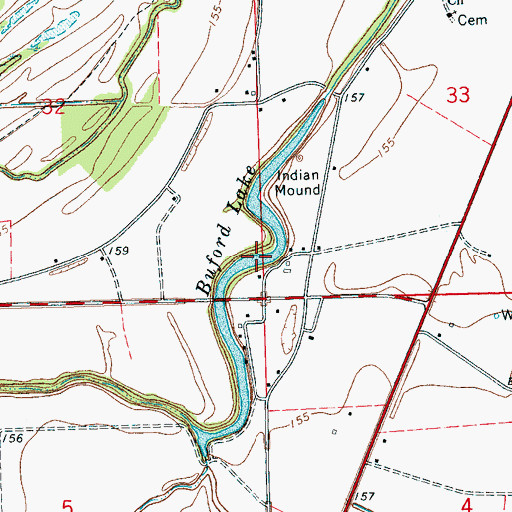 Topographic Map of Buford Lake, MS
