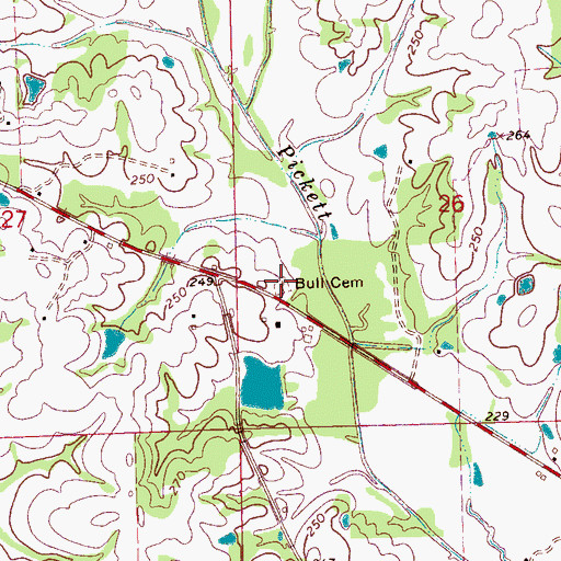 Topographic Map of Bull Cemetery, MS