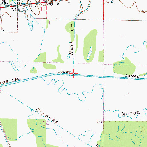 Topographic Map of Bull Creek, MS