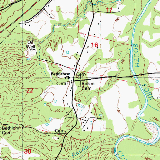 Topographic Map of Bullen Cemetery, MS