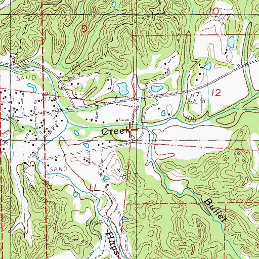 Topographic Map of Bullet Branch, MS