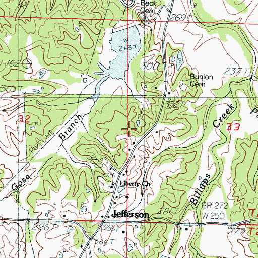 Topographic Map of Bunion Church, MS