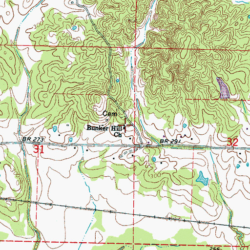 Topographic Map of Bunker Hill Church, MS