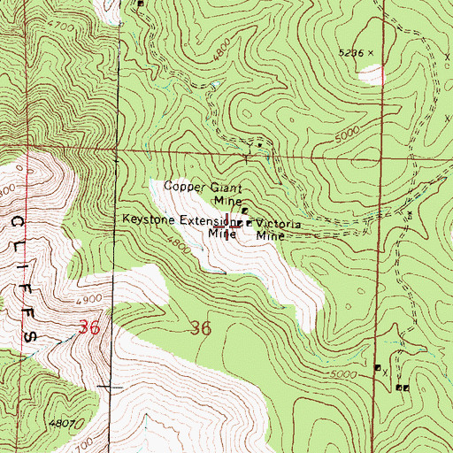 Topographic Map of Keystone Extension Mine, AZ
