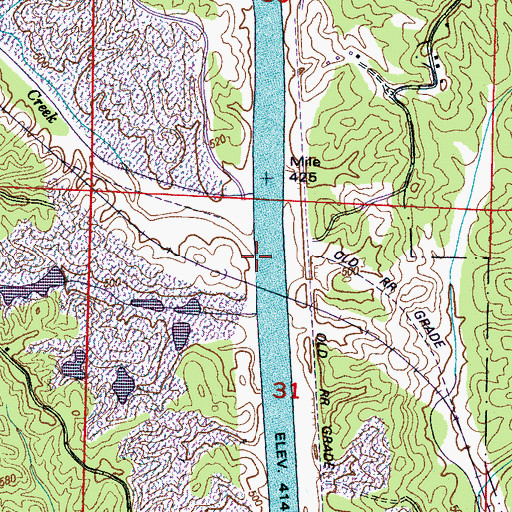 Topographic Map of Burgess Creek, MS