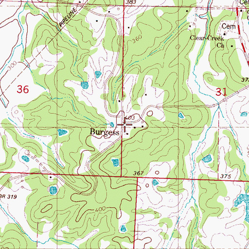 Topographic Map of Burgess School, MS