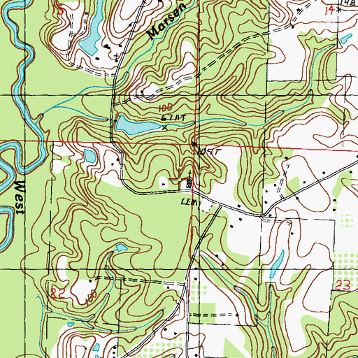 Topographic Map of Burgetown Church, MS