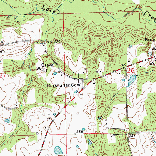 Topographic Map of Burkhalter Cemetery, MS
