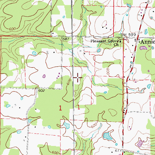Topographic Map of Township of Annieville, AR
