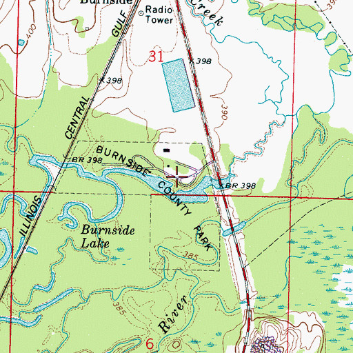 Topographic Map of Burnside County Park, MS