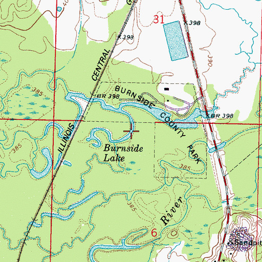 Topographic Map of Burnside Lake, MS