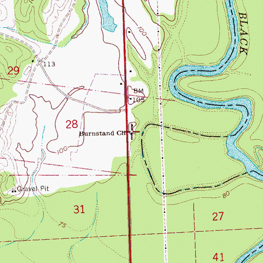 Topographic Map of Burnstand Church, MS